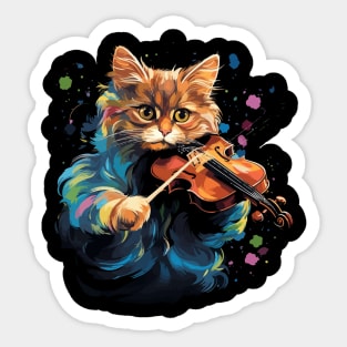 Somali Cat Playing Violin Sticker